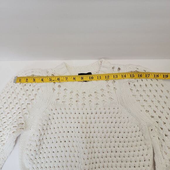 ME+EM Women's White Cotton Open Stitch Knitted LS Weekend Jumper Size US 6 EUC - Picture 3 of 9